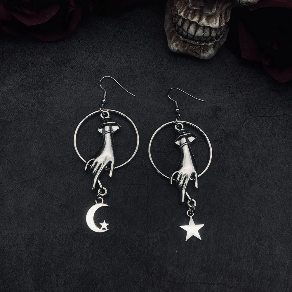 

Celestial Oracle Hand Earrings,Silver Plated Stars, Wicca,Witch,Pagan,Gypsy,Magic,Witchcraft,Bohemian Earrings