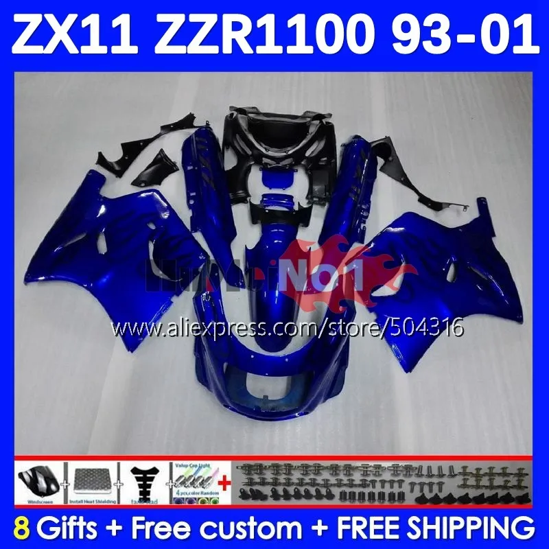 

Body Kit For KAWASAKI NINJA ZZR1100 ZZR-1100 183MC.2 glossy blue ZZR 1100 1993 1994 1995 1996 1997 1998 1999 2000 2001 Fairing