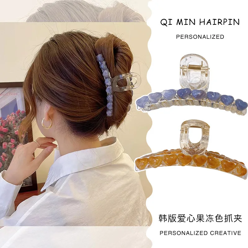 

Sweet Acetic Aacid Love Hairpin Elegant Grab Clip Shark Clip Summer Fashion Simple for Women Hairpin Clip Headdress Accessories