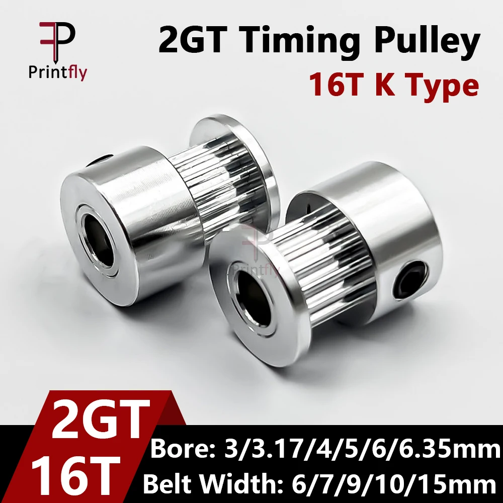 

Printfly 2GT 16T K-Type 16 Teeth 2M Timing Pulley Belt Bore 3 3.17 4 5 6 6.35mm Width 6 7 9 10 15mm GT2 for 3D Printer Parts