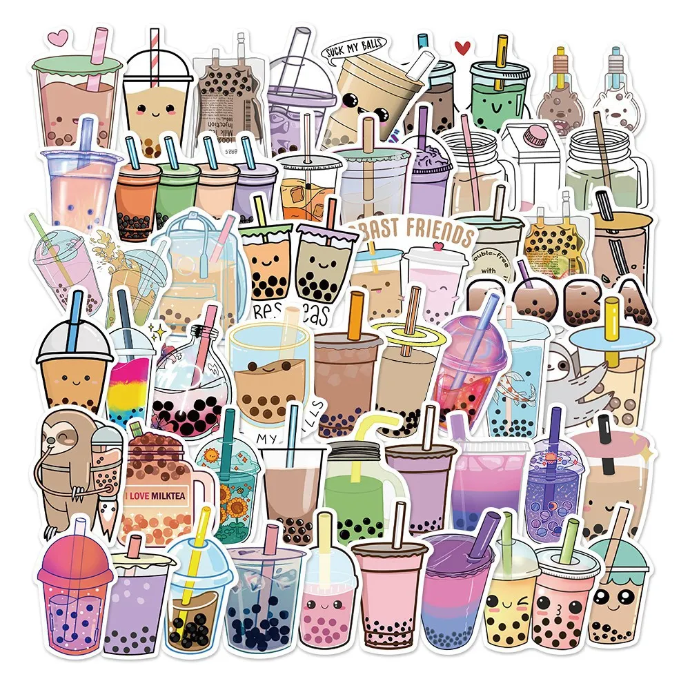 

10/30/50Pcs Pearl Milk Tea Graffiti Stickers Cartoon Motorcycle Guitar Pvc Waterproof Decals Classic Toy Child Kids Gift 01318