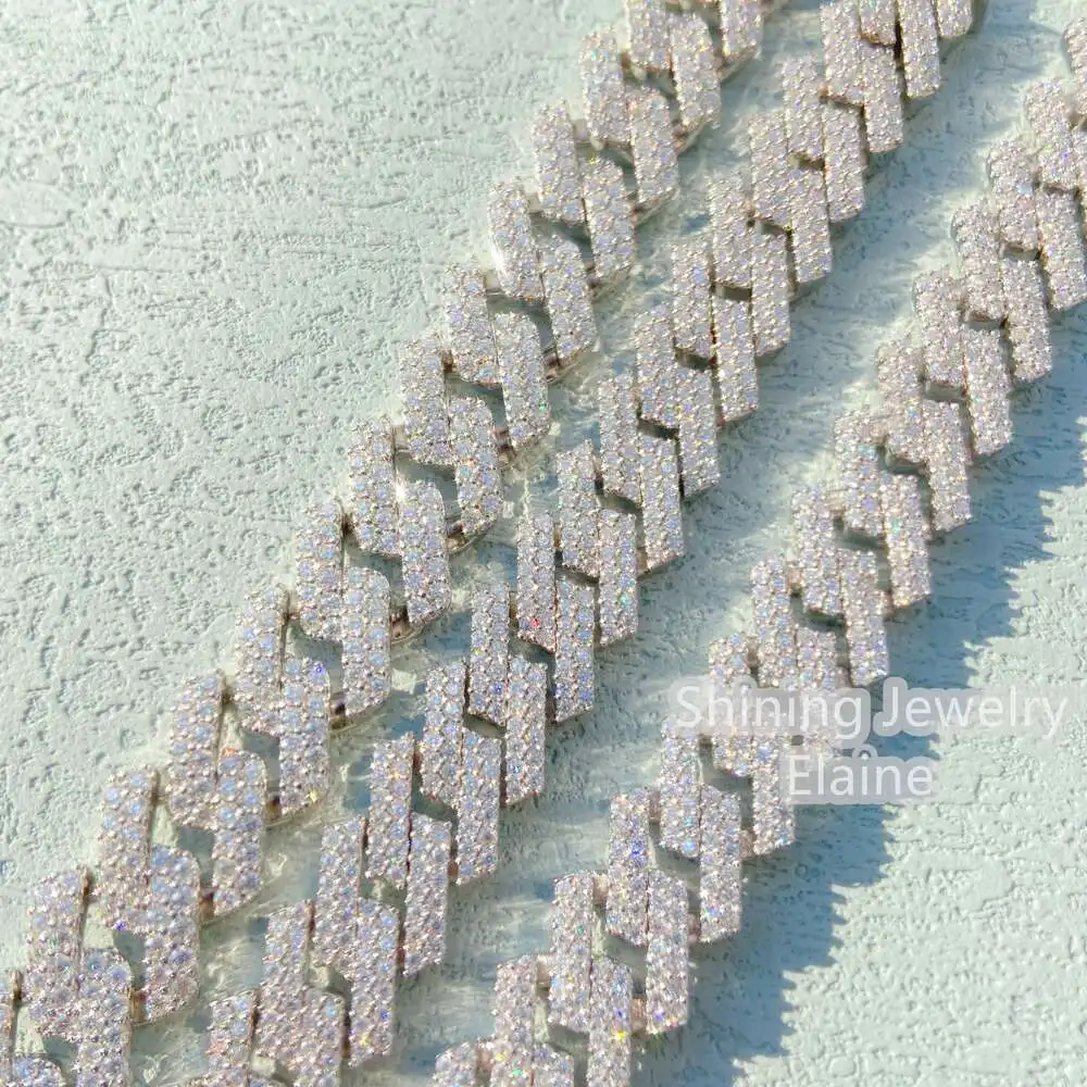 Женское ожерелье из серебра 925 пробы с муассанитом 12 мм 13 14 15 16 18 ширина в два ряда