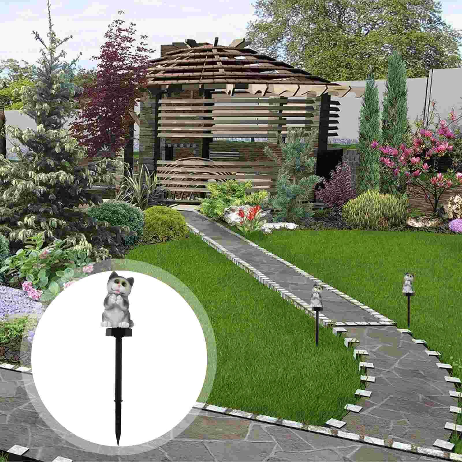 

Cat Floor Lamp LED Landscape Lights Pot Ornaments Decorate Solar Cat Stake Light Resin Yard Cat Sign Solar Cat Statue