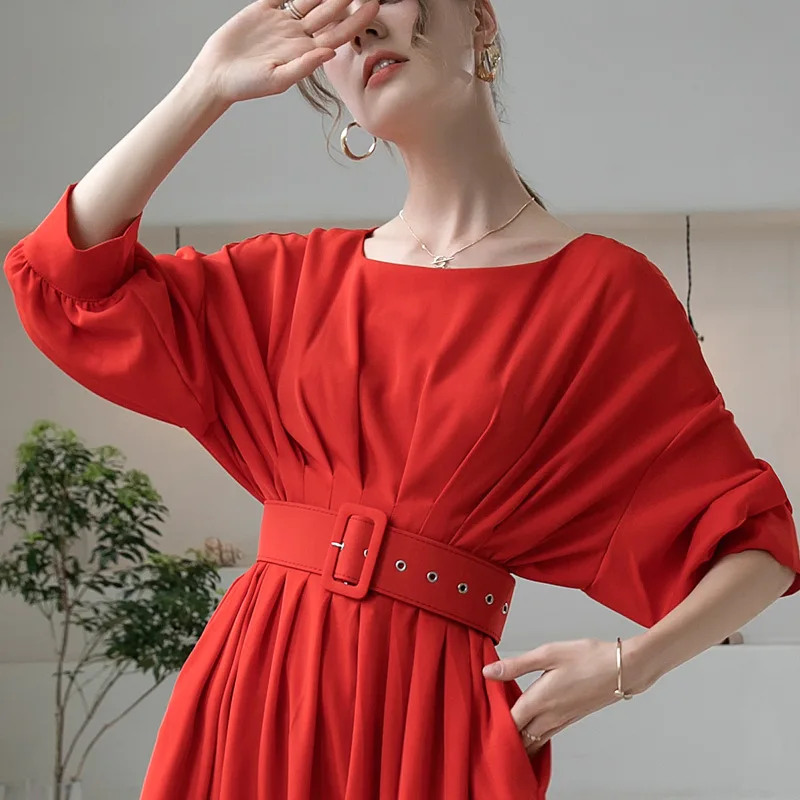 

Лето 2023, Новое Женское платье SCARLETON с высокой талией и рукавами-фонариками, модное длинное платье, Оптовая продажа, темпераментное платье