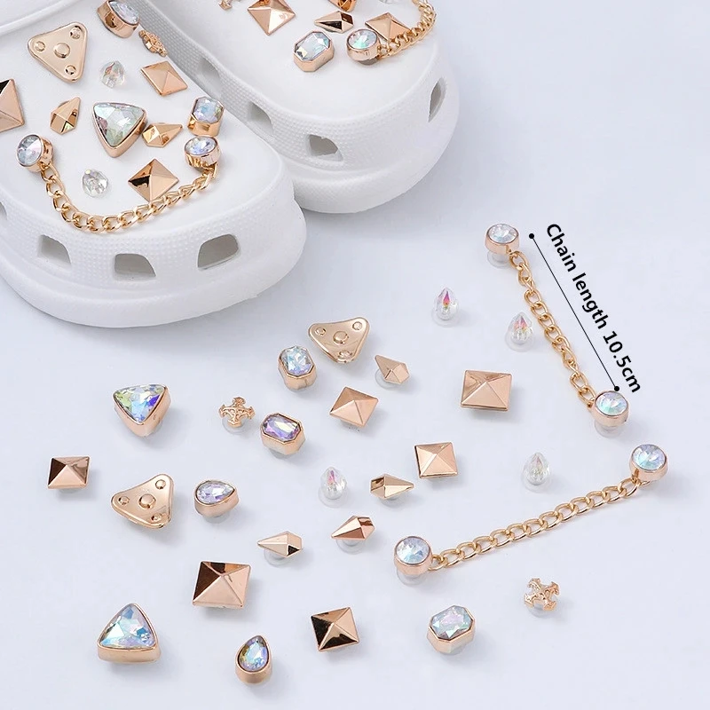 20Pcs/24Pcs/Set Fashion Croc Charms Designer Trend Quality Clogs Shoe Decorations Diy Elegant Rhinestone Croc Accessories