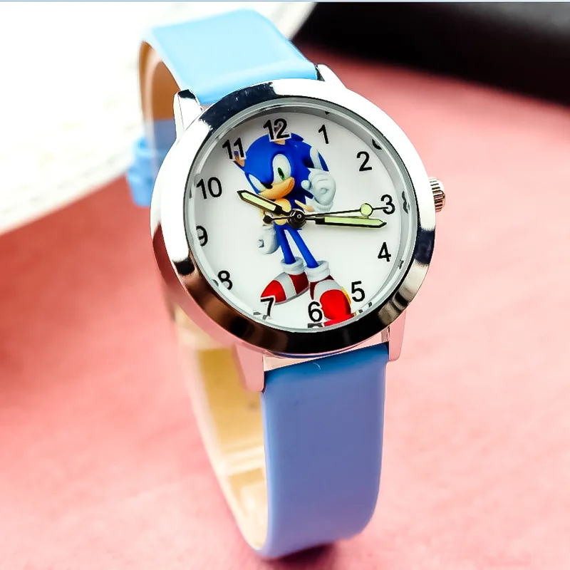 

Sonic The Hedgehog Glow Pointer Leather Watch Strap with Various Colors and Styles Available for Children's Birthday Gift