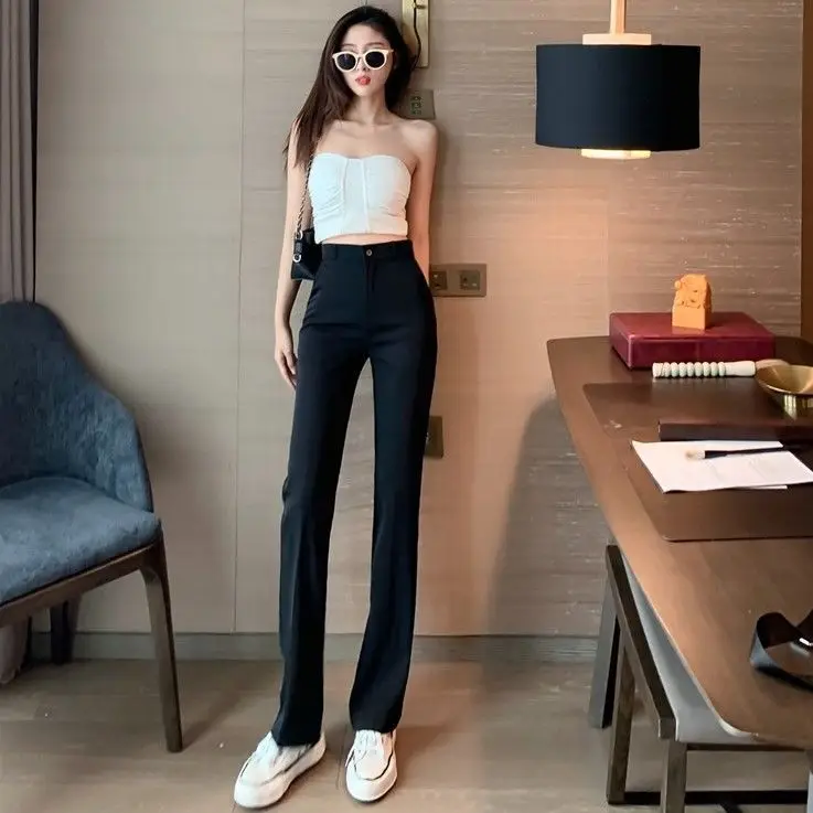 

2022 Casual High Waist Loose Wide Leg Pants for Women Spring Autumn New Female Solid Suits Pants Ladies Long Trousers L24