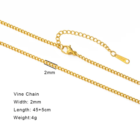 Lucktune Золотая цепочка из нержавеющей стали 2 мм