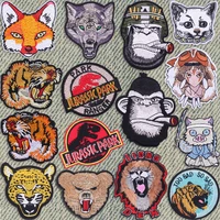 jurassic park dinosaur embroidered patches for clothing thermoadhesive patches orangutan badges sewing applique for punk clothes