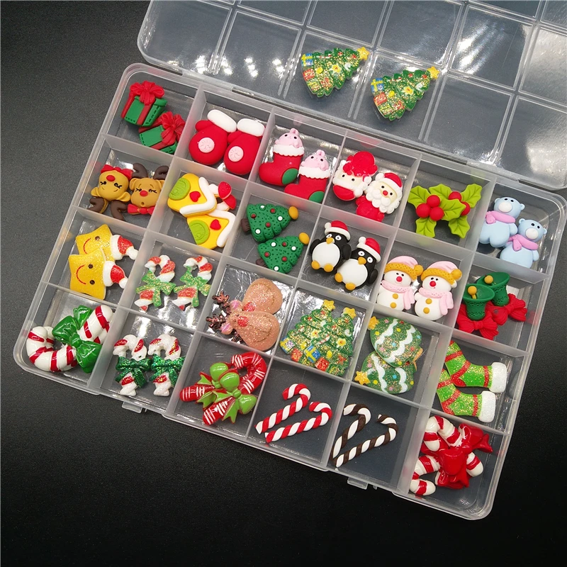 

48pcs/100pcs Christmas Dessert Resin Series Nail Art Kawaii Accessories Blend Bulk Nail Decorations DIY Nail Rhinestones Charms