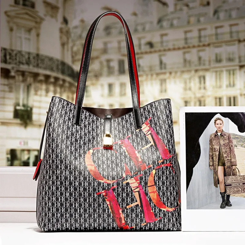 

100% Genuine Cowhide 2022 Hot Selling Luxury Brand Luxury Designer Handbag Letter Large Capacity Shoulder Bucket Bag Gg Cc Bolsa