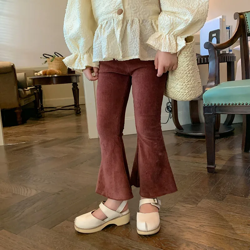 

MILANCEL Autumn Girls' Pants Children's Corduroy Stretch Flared Pants