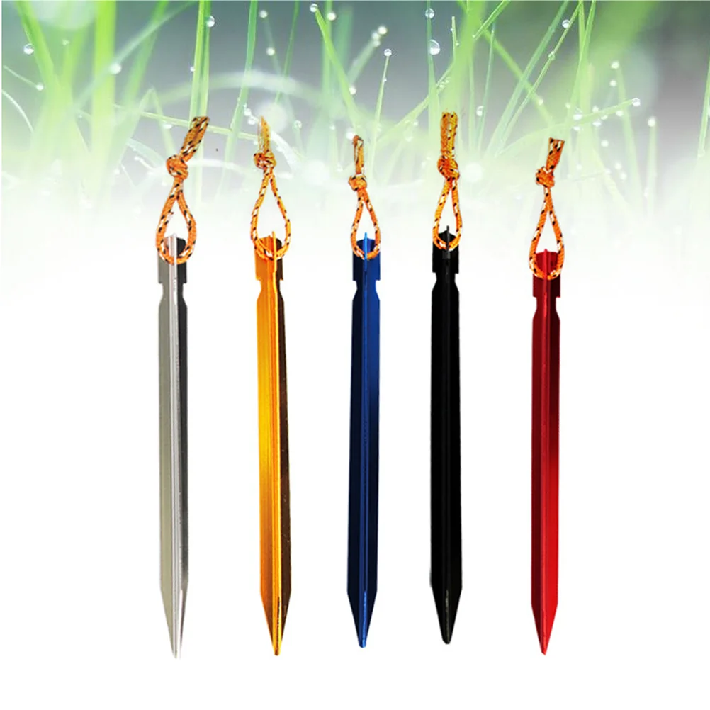 

20Pcs Aluminum Alloy Triangular Tent Stakes Tent Pegs with Reflective Pull Cords for Camping Outdoor Activities (Random Color)