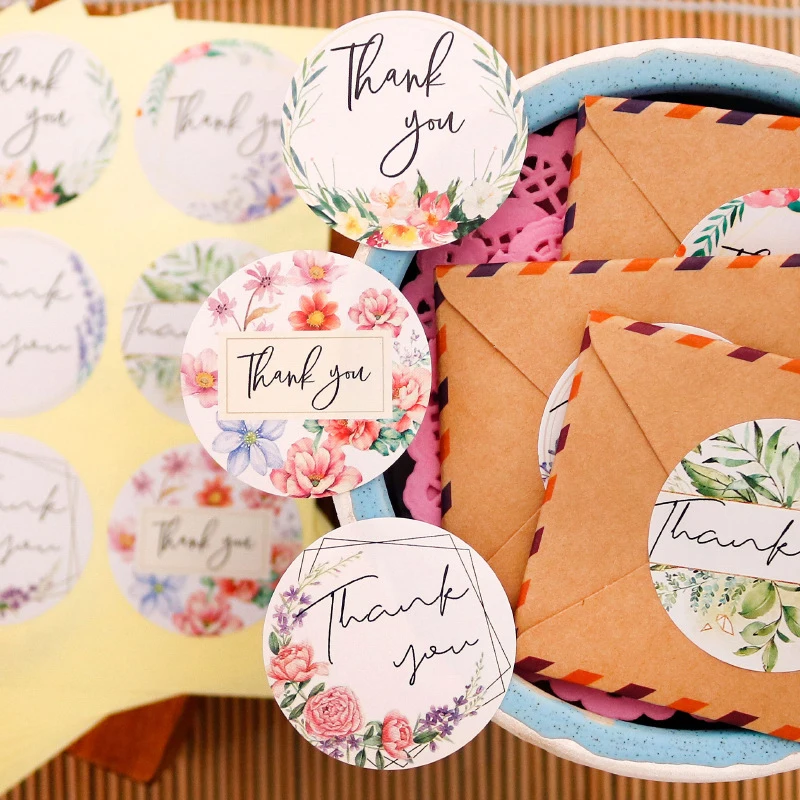 

30 шт., бумажные наклейки с надписью «Thank You»
