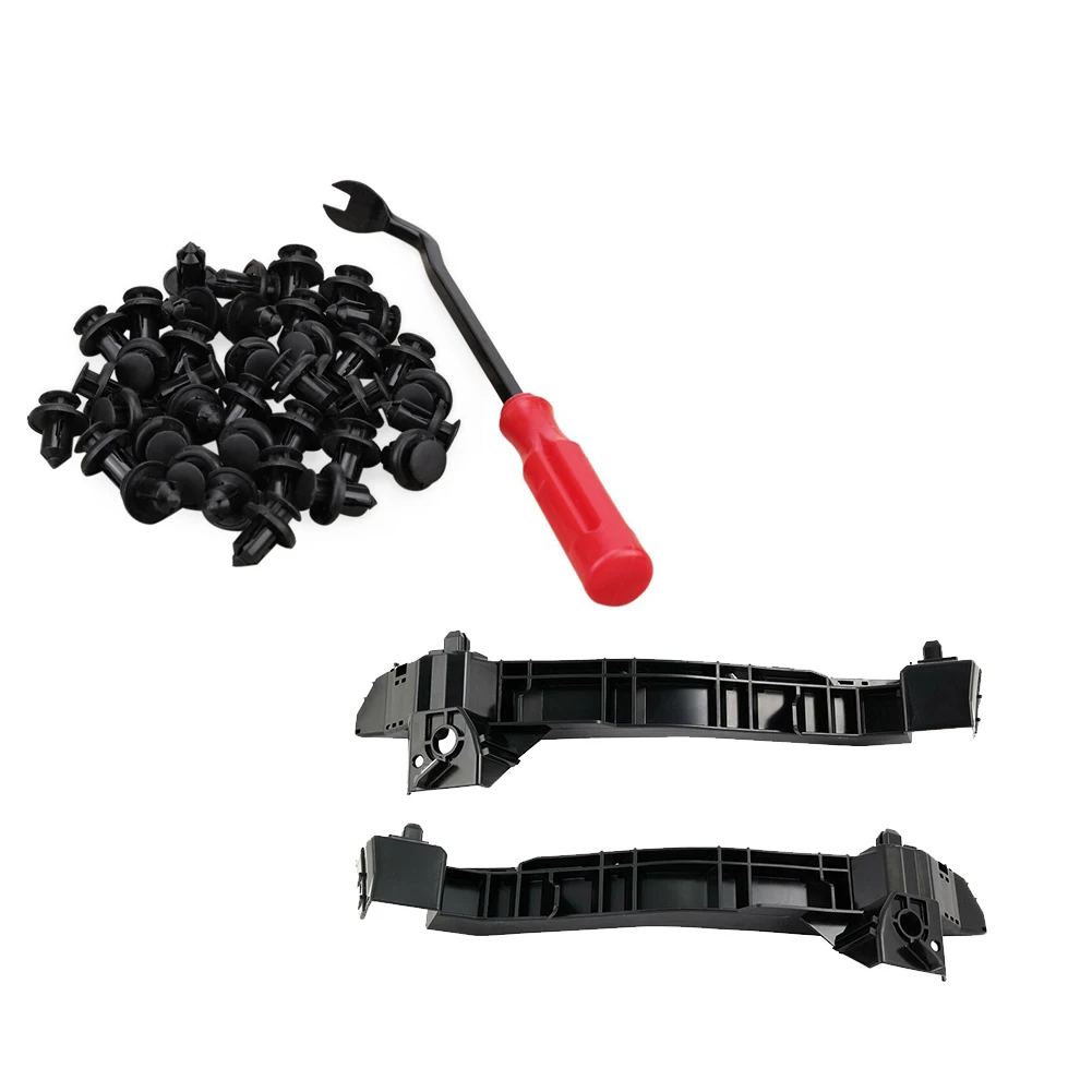 

40Pcs 10mm Push-Type Plastic Bumper Fender Flare Fastener Rivet & 1 Set Car Left and Right Front Bumper Bracket Kit