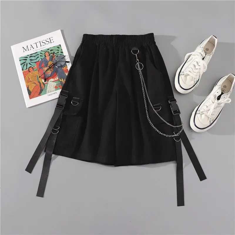 2023 пружинная цепь шорты-карго женская уличная одежда свободная футболка в стиле