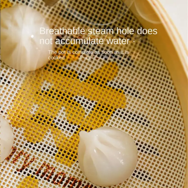 

Steamer Mesh Silicone Non-Stick Reusable Dumplings Mat Steam Buns Baking Pastry Steaming Pad Dim Sum Mesh Kitchen Accessories