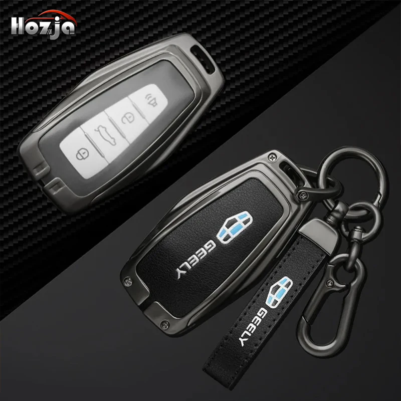 

Alloy+ Leather Car Remote Key Case Cover Holder Shell For Geely Emgrand X7 EX7 Coolray 2019-2023 Auto Styling Fob Accessories