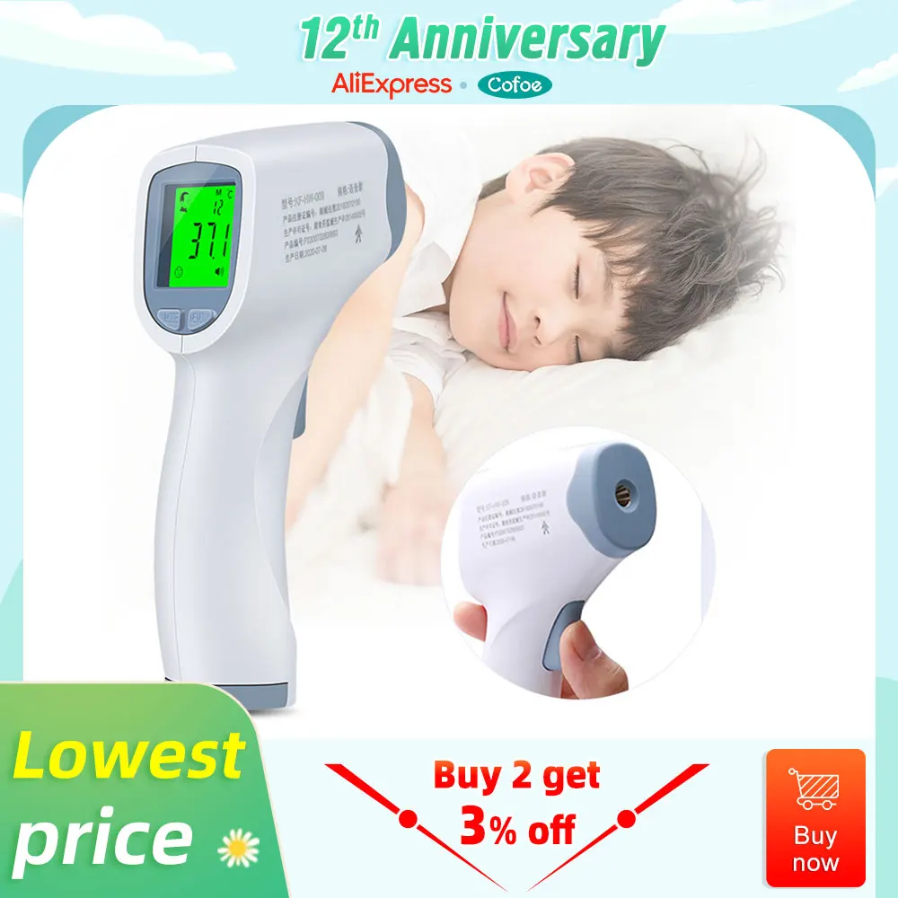 

Cofoe Infrared Electronics thermometer forehead temperature non-contact body/object thermometer accurate for baby/adults health