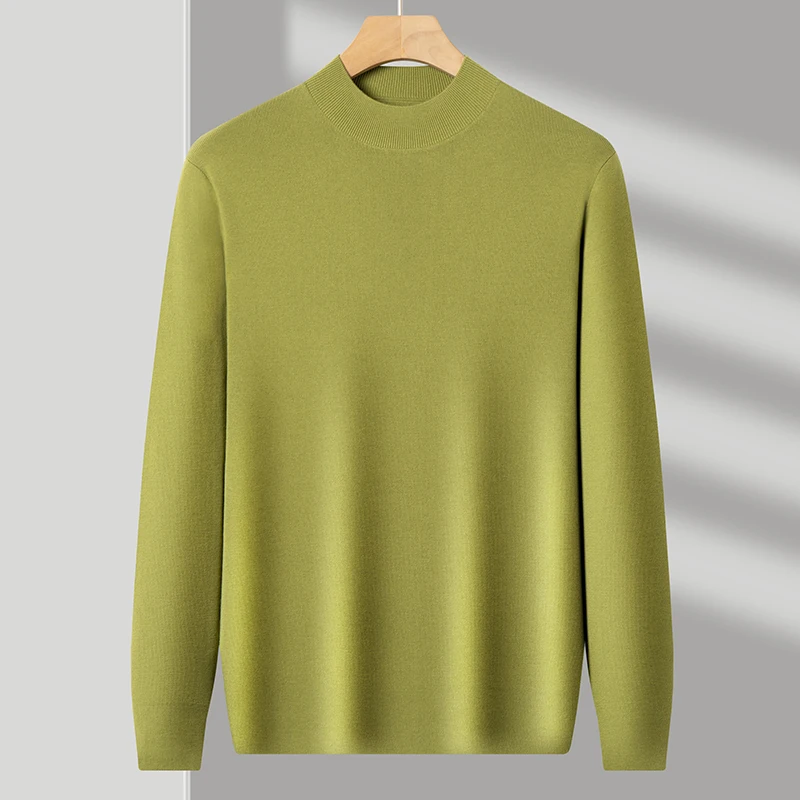 Мужские повседневные топы из овечьей шерсти с ложным воротником и длинным