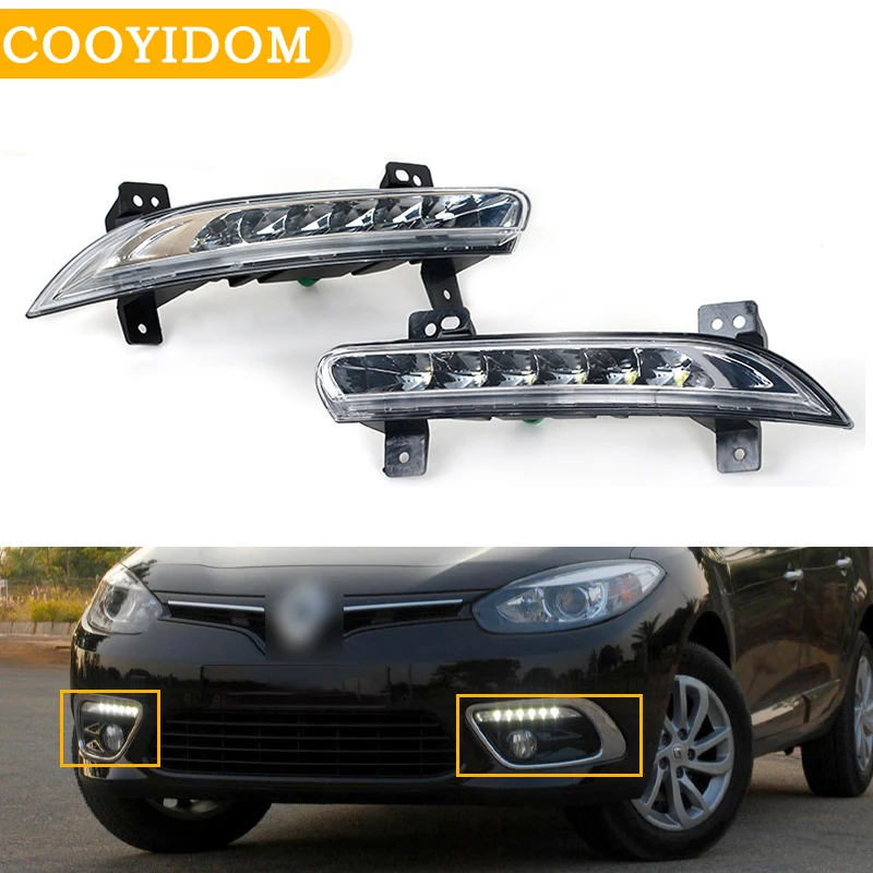 

Левый и правый DRL Дневной ходовой светильник для Renault Fluence 2014 266057986 266005976 передний бампер противотуманная фара светодиодный противотуманный ...
