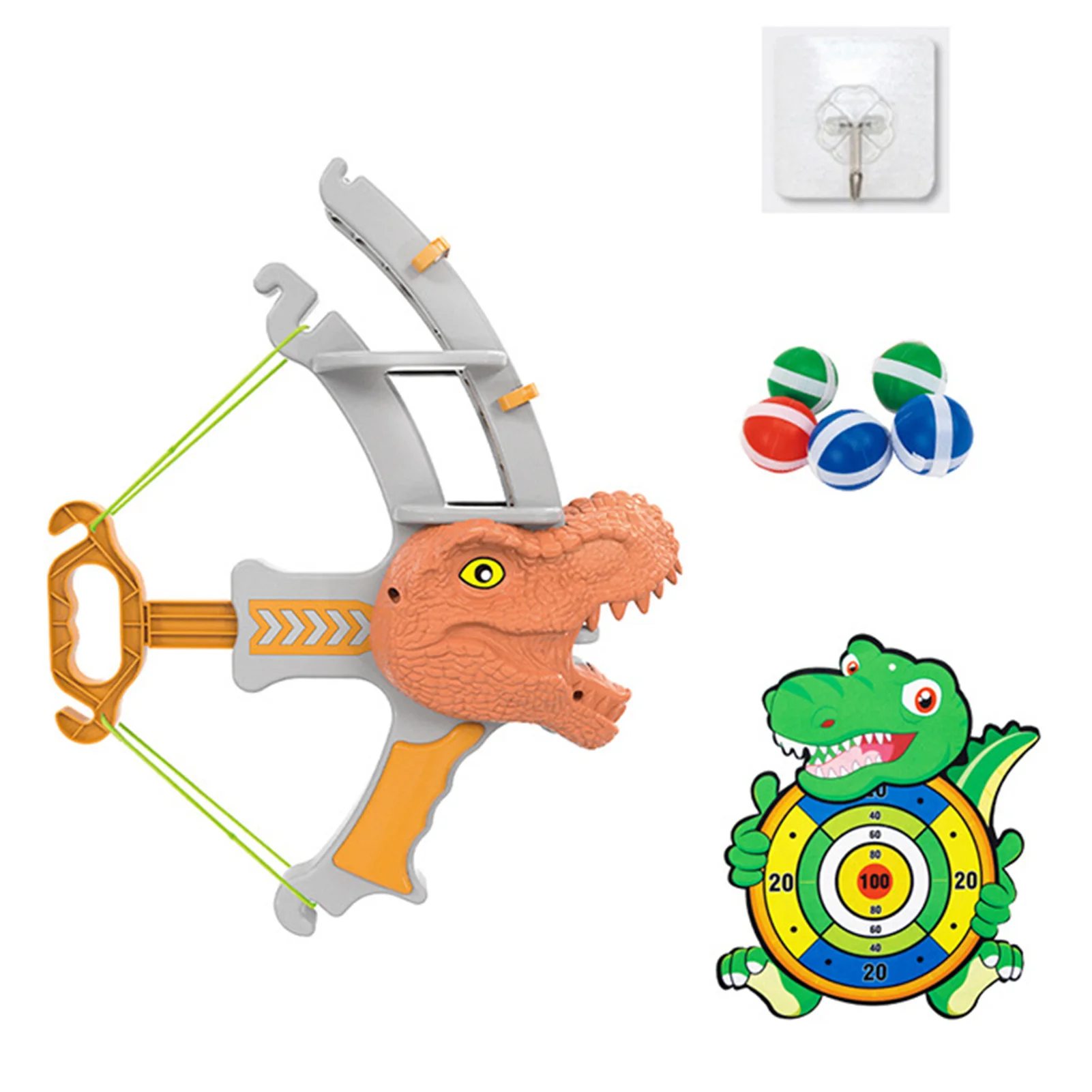 

Dinosaur Catapult Sticky Ball Toy Easy To Use Kid Darts Board Bow Shooting Set Parent-Child Interactive Hand Throwing Sticky