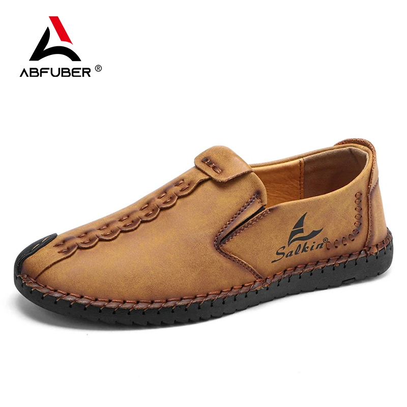 Brand Casual Leather Shoes Men Sneakers Slip On Loafers Men Flats Soft Leather Men Shoes Hot Sale Zapatillas Hombre 2021