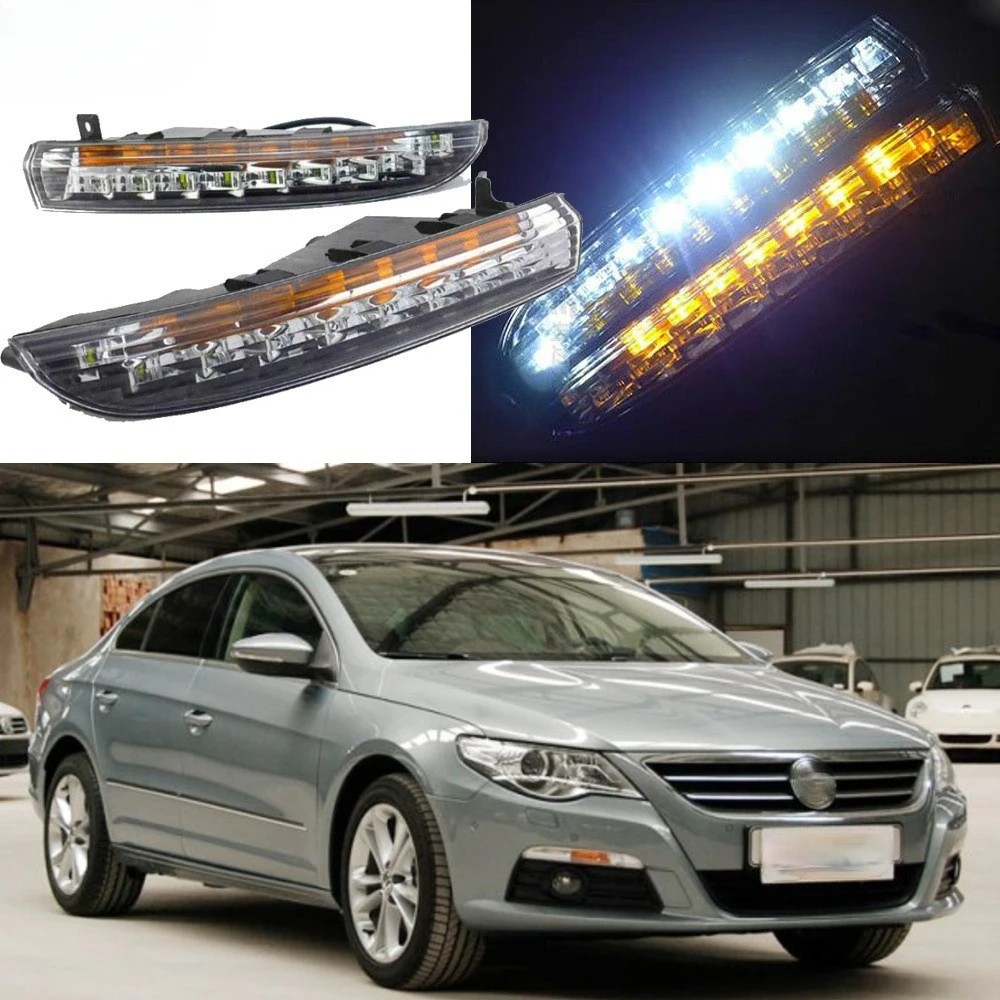 2 шт. для VWVolkswagen Passat CC 2009 2010 2011 2012 светодиодные DRL дневные ходовые огни с желтыми