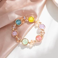 colorful crystal bracelet fashion women design elastic jewels korean style beaded gemstone bracelet girl charm pendant