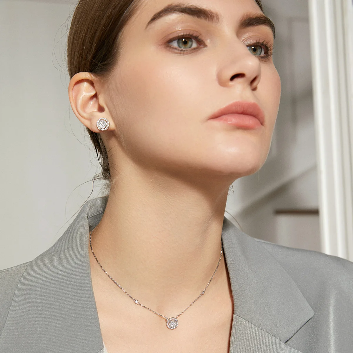 FXLRY золотистый цвет кубический цирконий гвоздик круглые камни женское ожерелье и