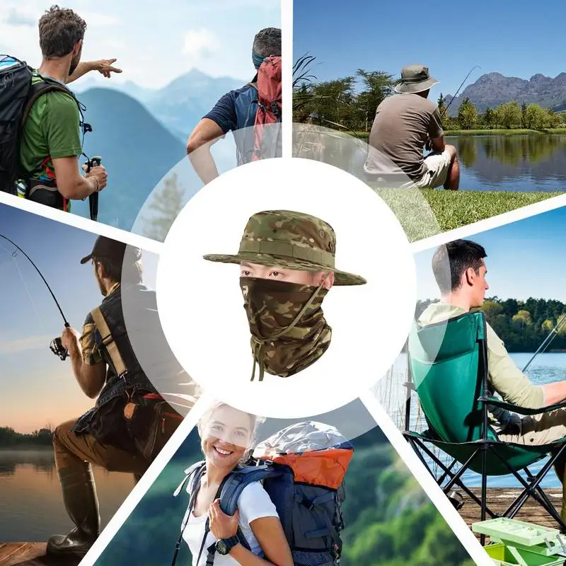 Шапка рыболовная мужская с защитой шеи регулируемая шляпа от солнца дышащая для