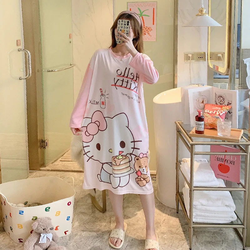 

Kawaii Hellow Kittys Sanrio Plush Cartoon Cute Plushie Long-Sleeved Nightdress Can Be Worn Outside Anime Plush Toy For Girl Gift
