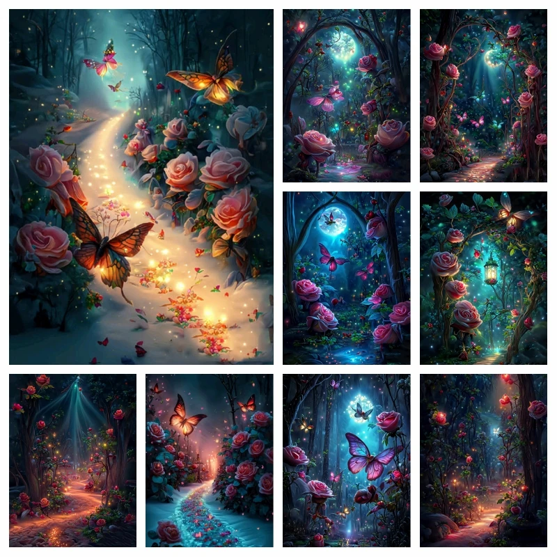 

Crystal Diamond Painting flower path Diamond Embroidery scenery Mosaic Kit Home Decoration Handmade New Year Wall