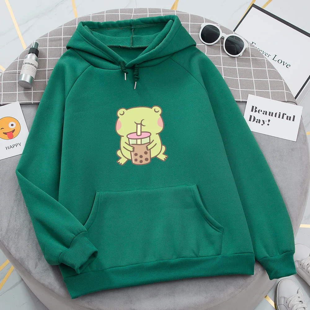 

Winter Funny Frog Oversized Sweatshirt Men and Women Hoodies Harajuku Warm Pullover Drawstring Cute Hoodie Kawaii Clothes