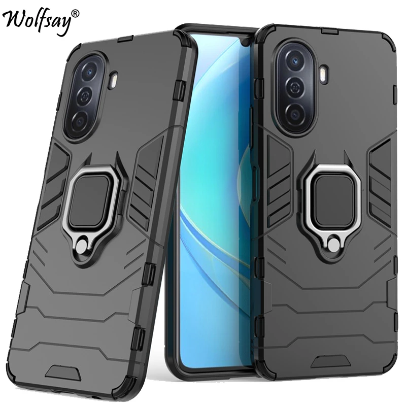 

Чехол для Huawei Nova Y70 Plus, армированный чехол из поликарбоната с магнитной присоской и подставкой, чехол-накладка на заднюю панель Huawei Nova Y70 Plus, ч...