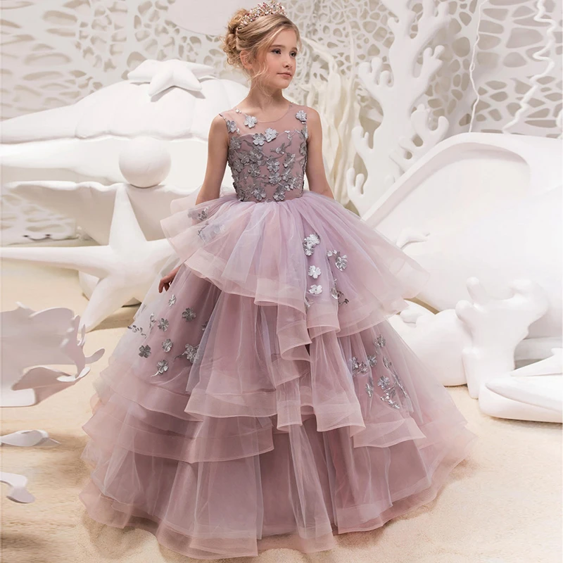 

Girl princess skirt children's dress runway show host piano festival performance dress lace pompous gauze skirt dress