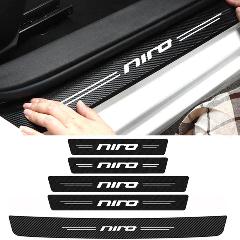 

Наклейки из углеродного волокна для KIA NIRO, эмблема, порог автомобиля, защита от царапин, наклейки, водонепроницаемая автоаксессуары