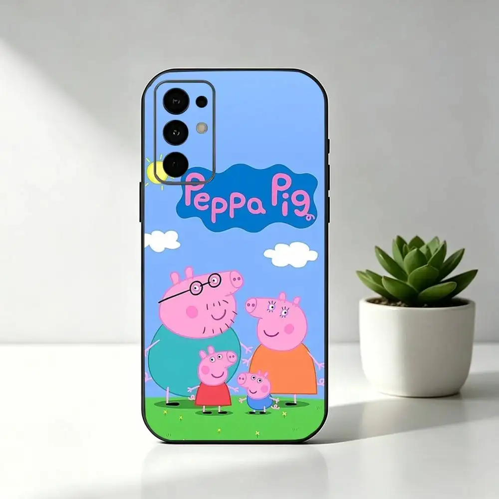 Фото Чехол для телефона с рисунком P-Pink Peppa Pig, черный, силиконовый, мягкий, для Samsung S25, S24, S21, S22, S23, S30, Ultra, S20, Plus, Fe, Lite №2