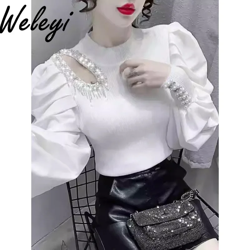 Женские топы Kawaii и блузки новые осенние рукава-фонарики Poleras тяжелые