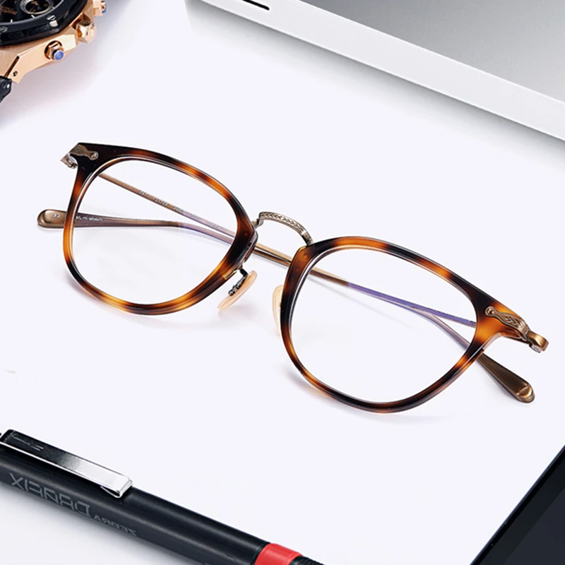 

Handmade Titanium Acetate Eyeglasses Frames Women Classic Square Optical Prescription Glasses Frame Men Full Rim Myopia Eyewear