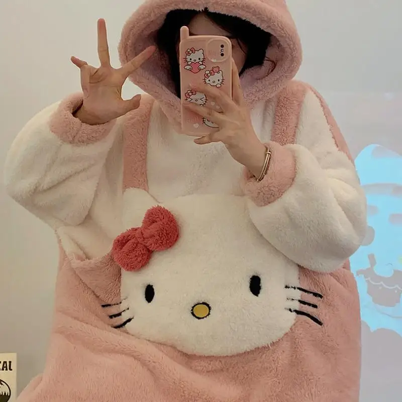 Miniso утепленный зимний комбинезон для девочек ночная рубашка халат Kawaii Hello Kitty