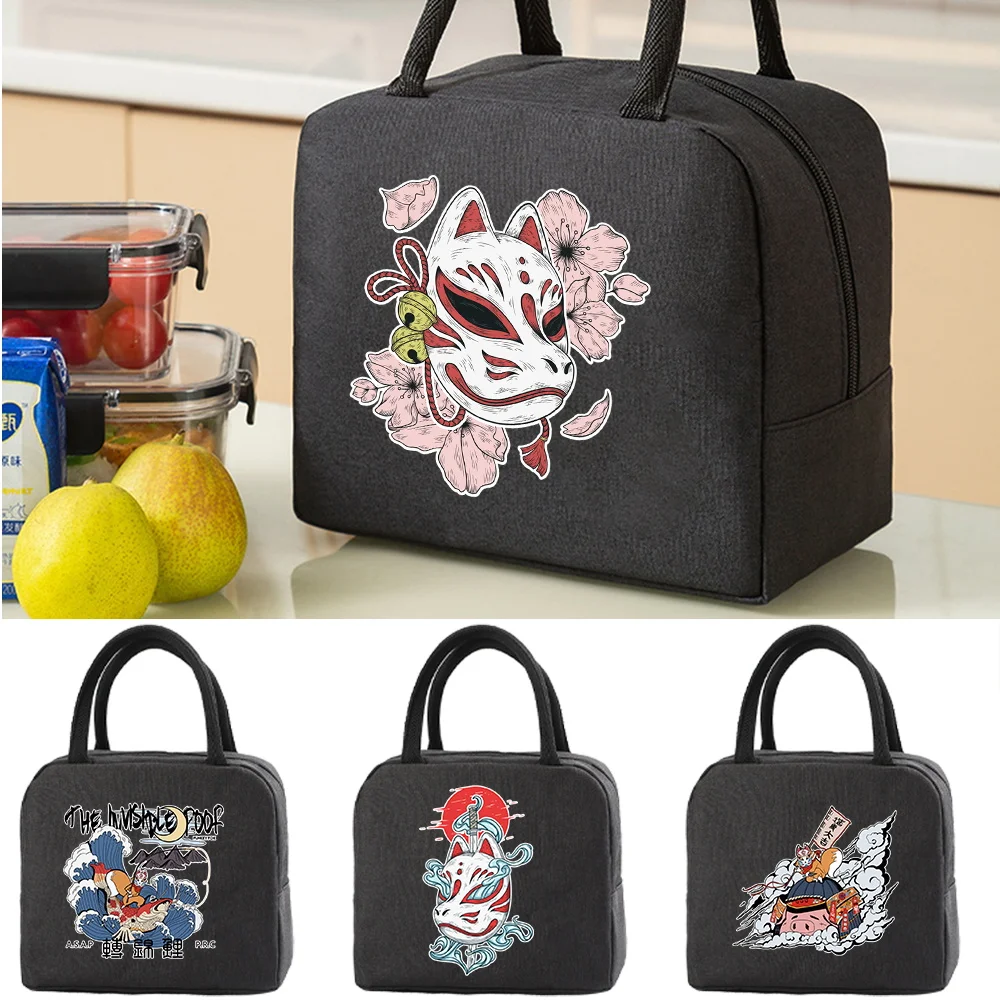 

Lunch Bags for Women Functional Cooler Bags Thermal Bag Food Picnic Lunch Box for Kids Mask Print Picnic Bag Travel Dinner Box