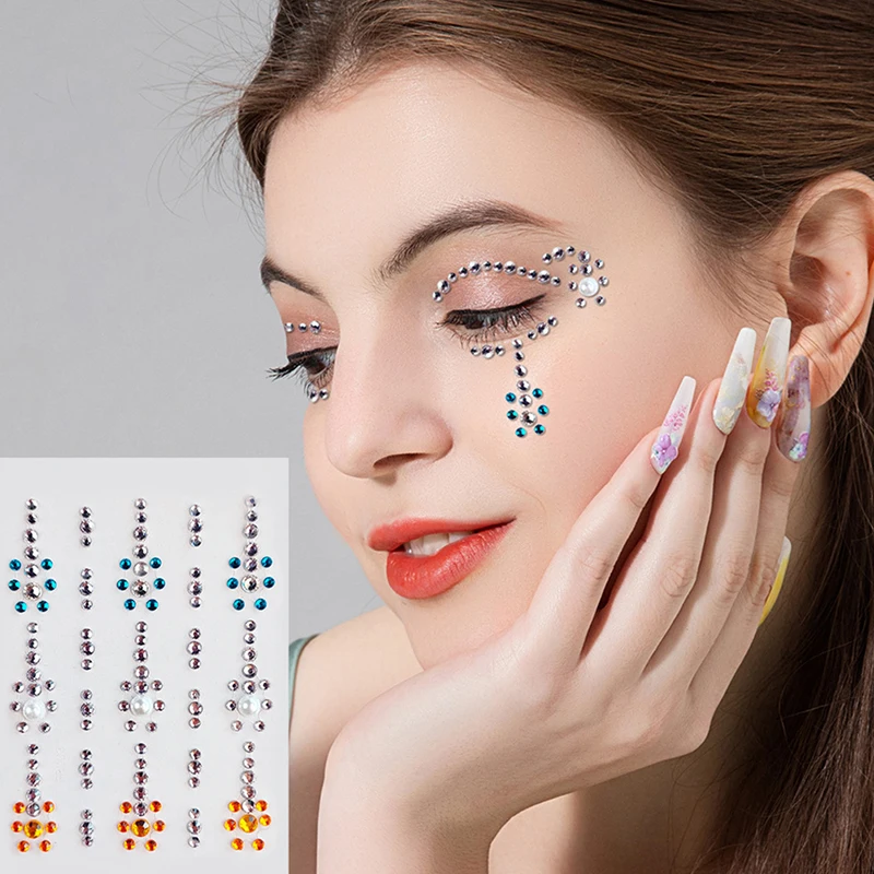 

Disposable Tattoo Stickers Face Jewelry Color Crystal Diamond DIY Eyes Face Body Waterproof Makeup Decorations Rhinestones