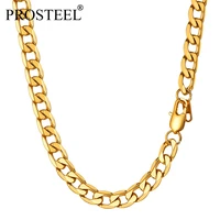 prosteel black18k gold plated 9mm long stainless steel cuban chain necklaces for men women punk hip pop style psn3008
