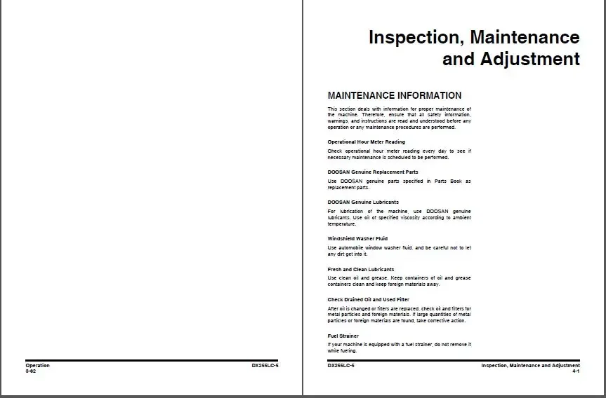 Руководство по эксплуатации Daios Doosan 2018 обслуживание и диаграммы проводов для
