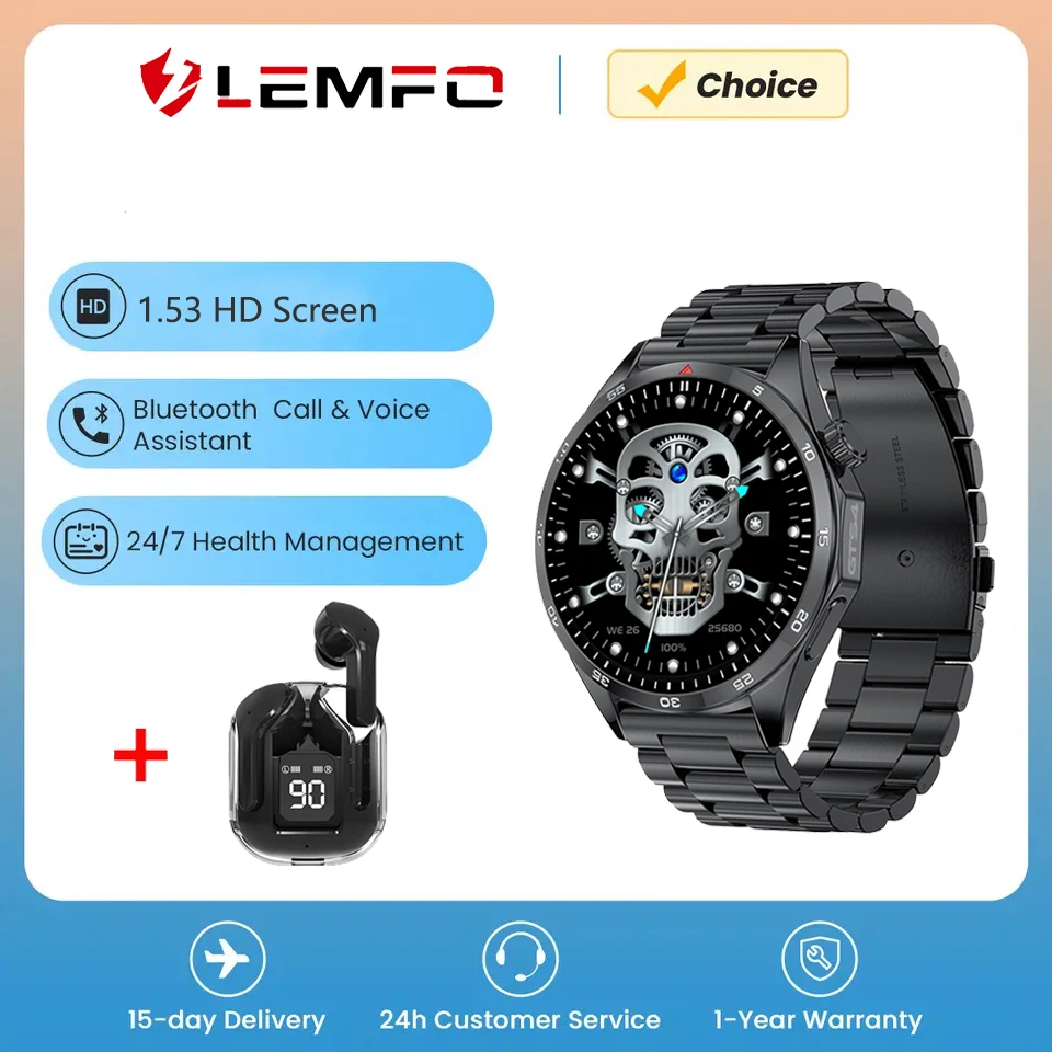 Смарт-часы LEMFO LT09 GT4 мужские водонепроницаемые с поддержкой Bluetooth