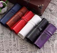 vintage retro luxury roll leather make up cosmetic pen pencil case pouch purse bag