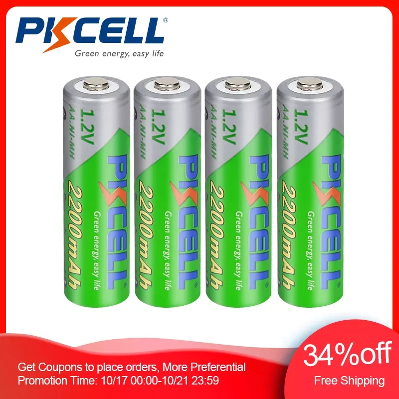 

2/4Pcs PKCEE 1.2V 2200mAh AA Rechargeable Battery Low Self discharge NIMH AA Battery LSD Precharged Batteries for Camera Toys