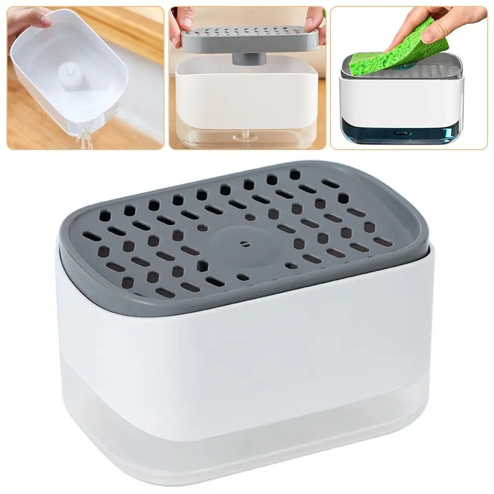 

Convenient Cleaning Supplies Durable Press-type Detergent Soap Box Sponge Case Soap Dispenser Scrubber Holder