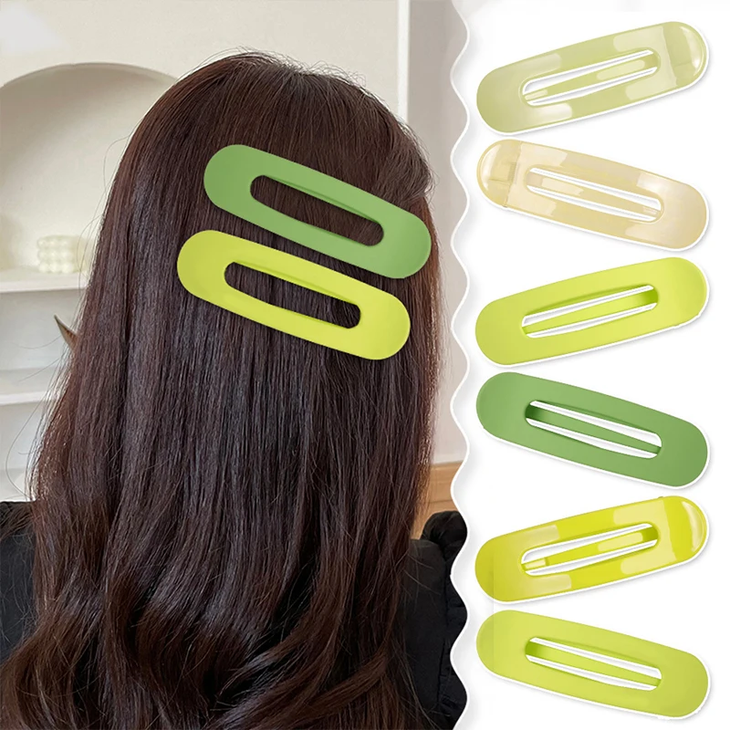 

1PCS Green Hair Clip for Women Large Duckbill Clip Korean Solid Color Acrylic Hairpins Girls Non-slip Barrette Hair Accesories